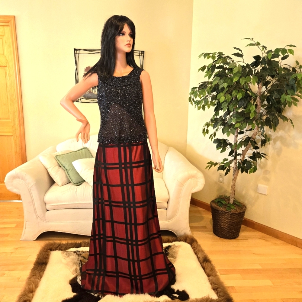 NWOT, Scala Black Beaded Silk Top with Ruffle, Formal, Party, Holiday, Size L - Picture 2 of 16